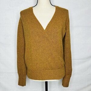 Madewell Faux Wrap Front Pullover Sweater Sz S Coziest Yarn Heather Harvest